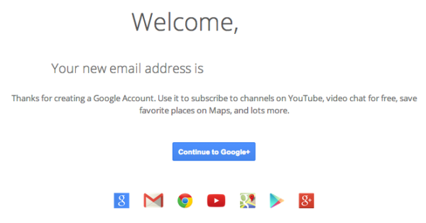 welcome screen in google