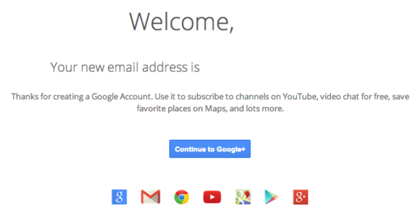 welcome screen in google